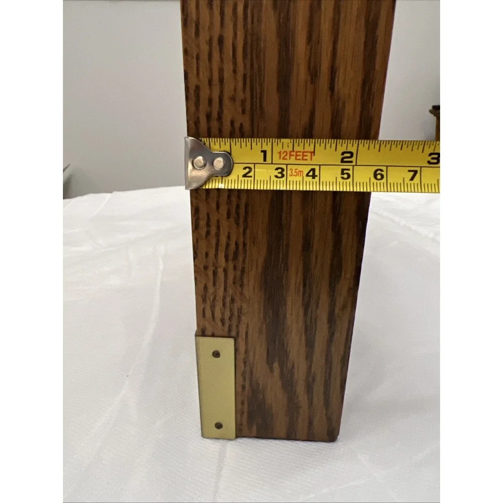 Vintage Linden Wall Clock Wood Brass Rattan Cane MCM Hollywood Regency 1970s